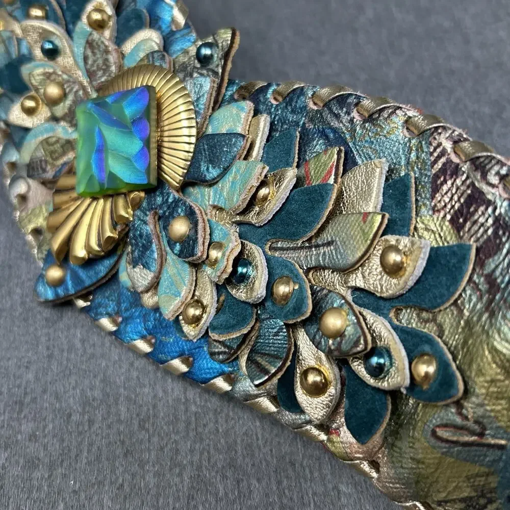 OOAK Handmade Belt Statement Sculptural Wearable Art Nouveau Fits Waists 25"-33" - Picture 12 of 12